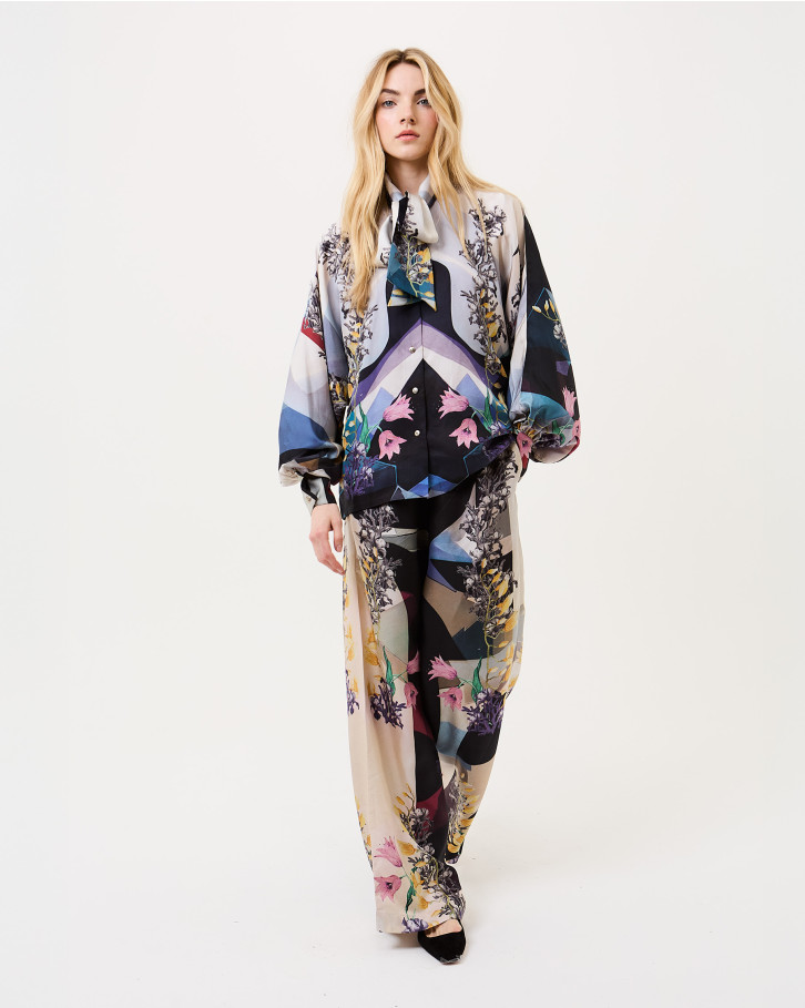 Baritone Blue Tie-Up Blouse