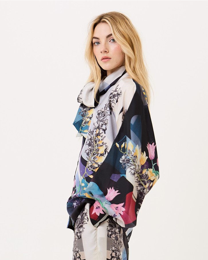 Baritone Blue Tie-Up Blouse