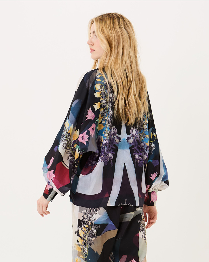 Baritone Blue Tie-Up Blouse