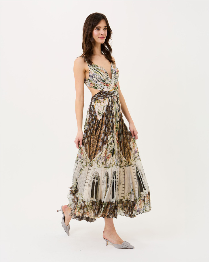 Floral Facade Cut-Out Dress