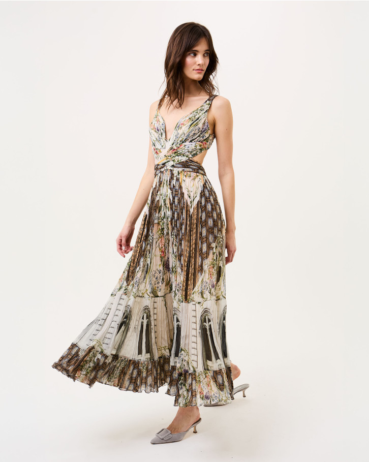 Floral Facade Cut-Out Dress