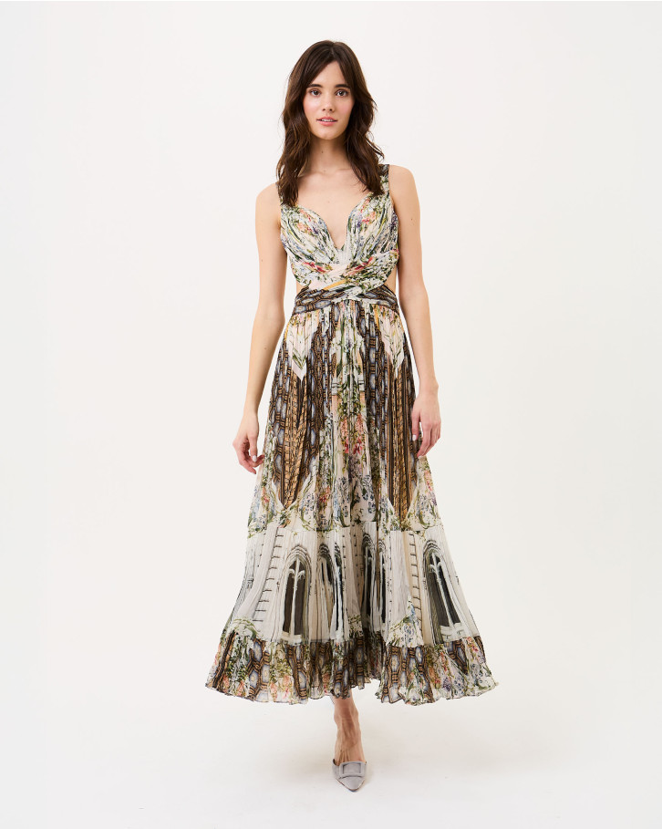 Floral Facade Cut-Out Dress