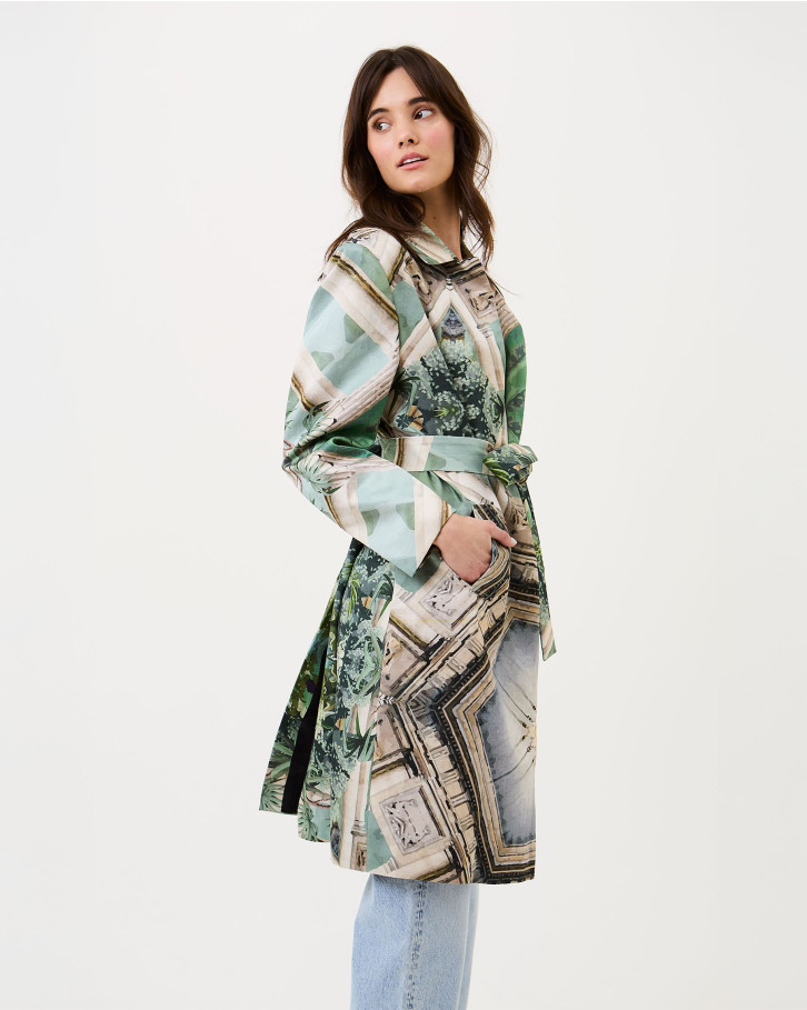 Palm and Prism Trench Coat