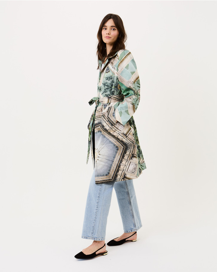 Palm and Prism Trench Coat