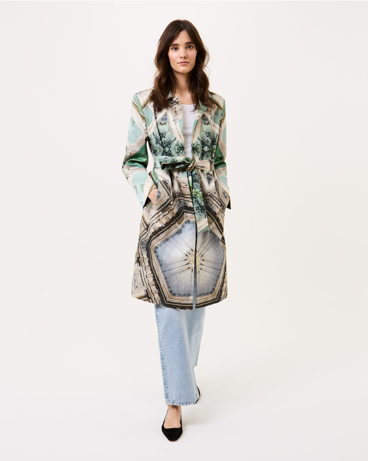 Palm and Prism Trench Coat