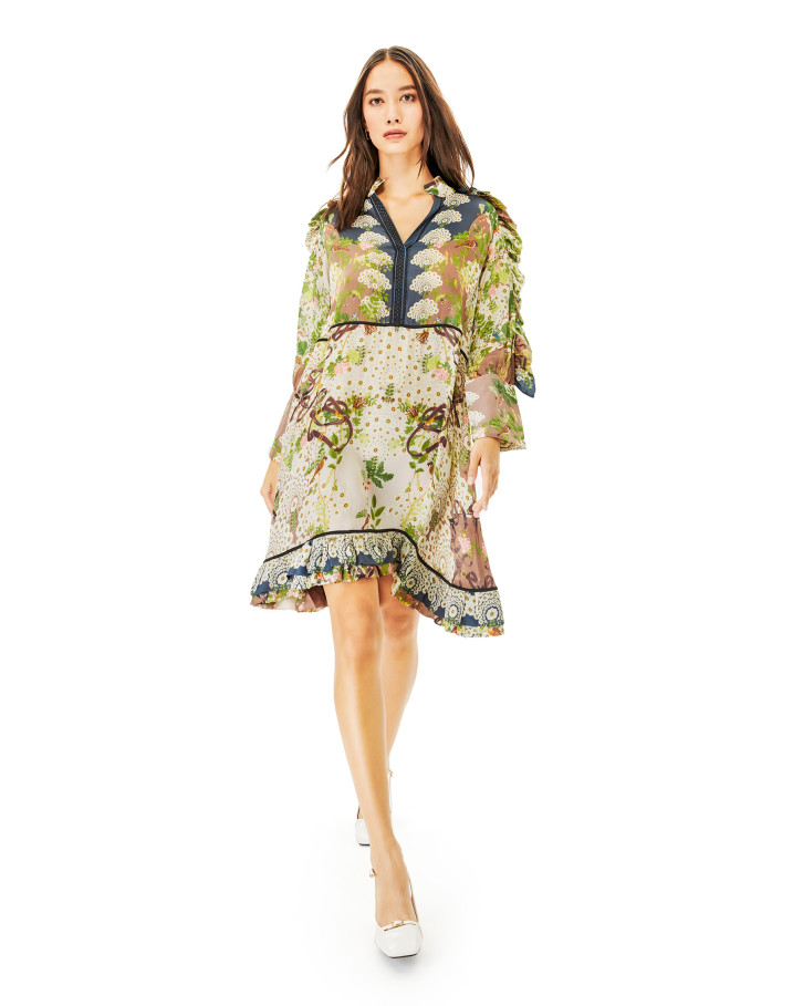 Vintage Garden detailed short dress