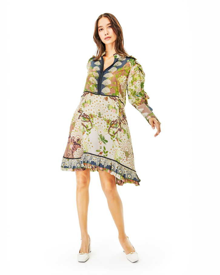 Vintage Garden detailed short dress