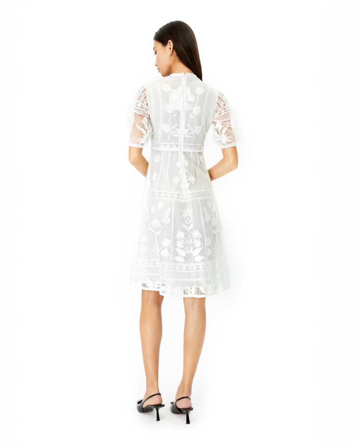 White Chantilly Floret embroidered dress
