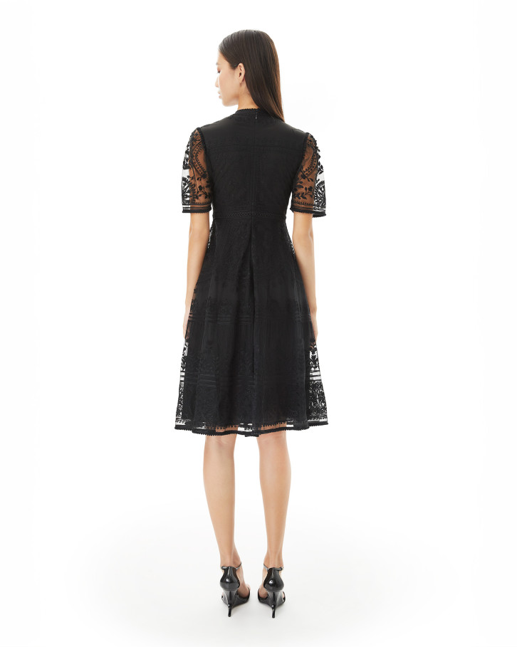 Black Chantilly garden embroidered dress