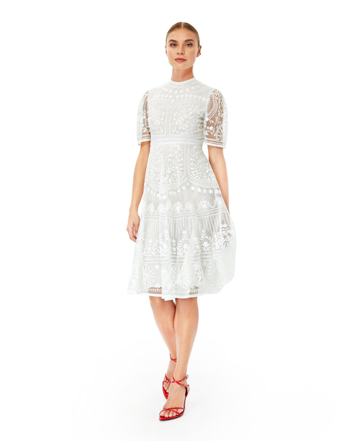 White Chantilly Garden embroidered dress