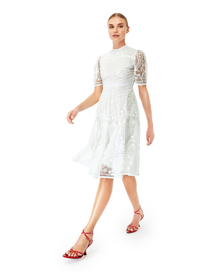 White Chantilly Garden embroidered dress