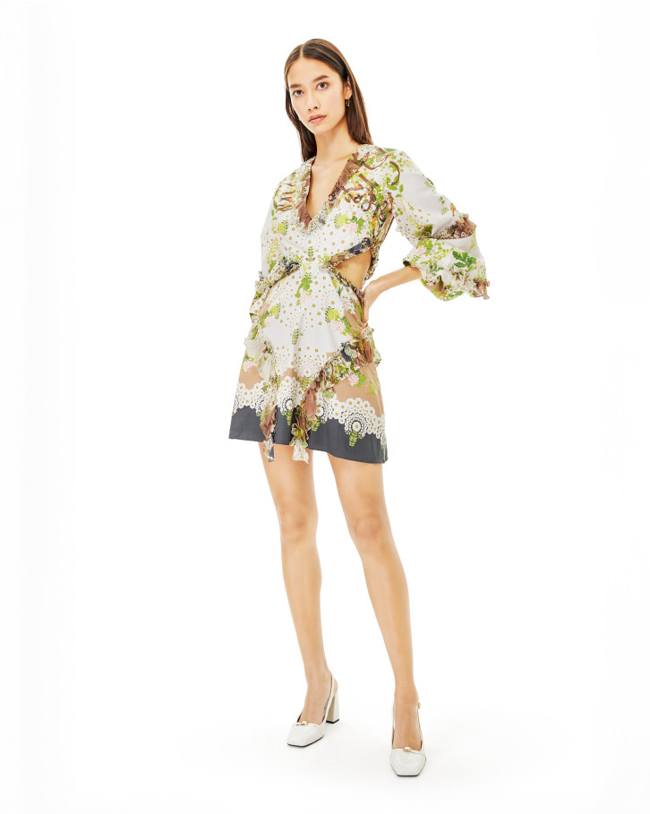 Vintage Garden frill cutout dress
