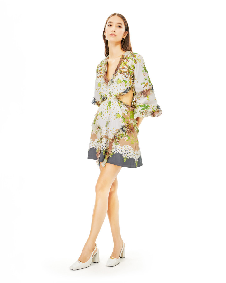 Vintage Garden frill cutout dress