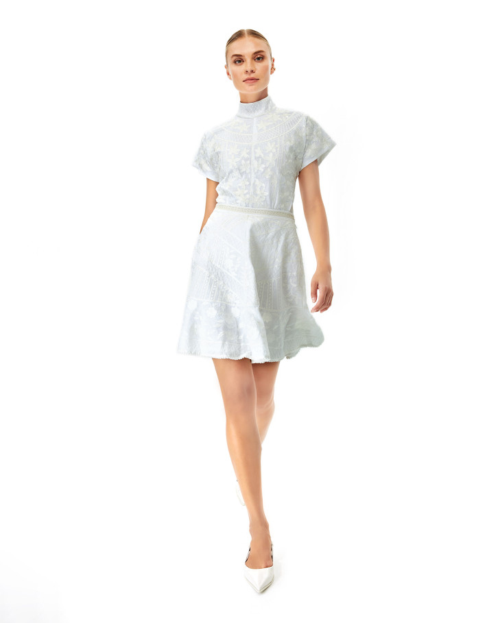 White Lea linen blouse & skirt co-ord set