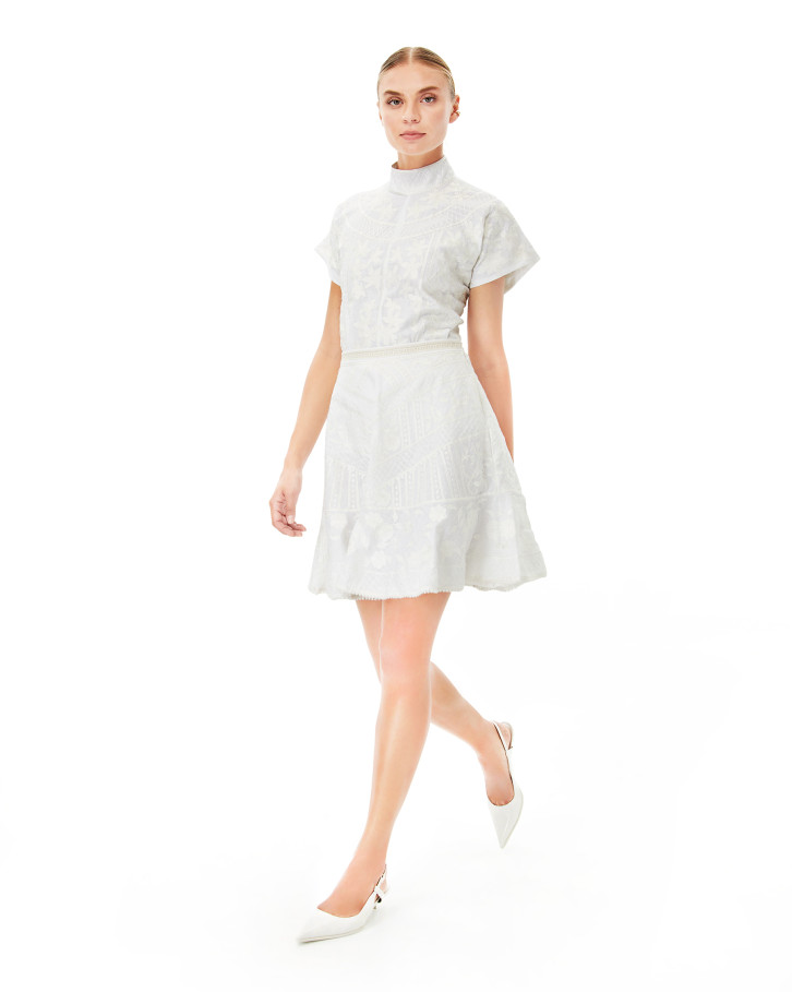 White Lea linen blouse & skirt co-ord set