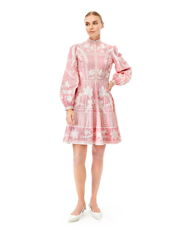 Baby pink Lea embroidered dress