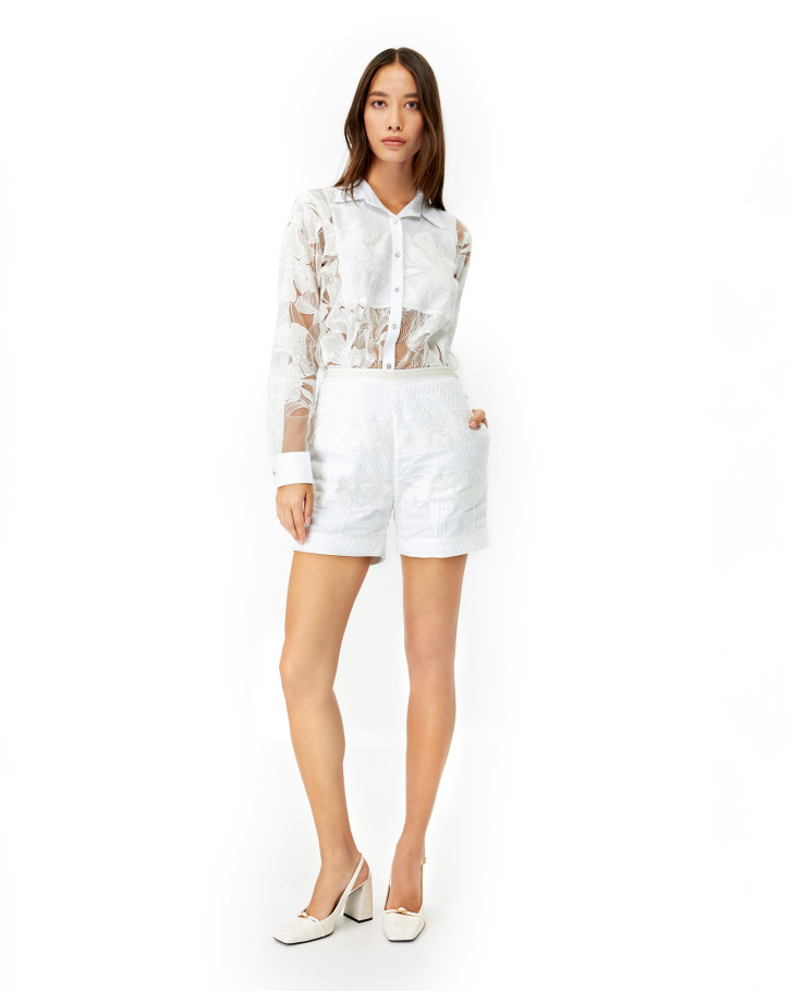 White Chantilly embroidered shirt