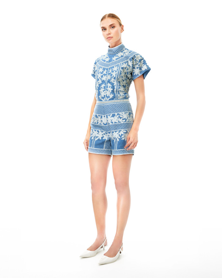 Azure Lea embroidered co-ord set