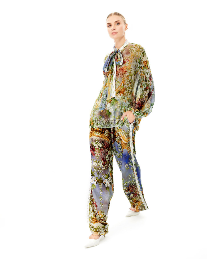 Garden Of Eden relaxed shirt with tie neck