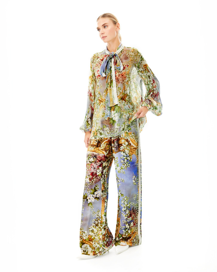 Garden Of Eden relaxed shirt with tie neck