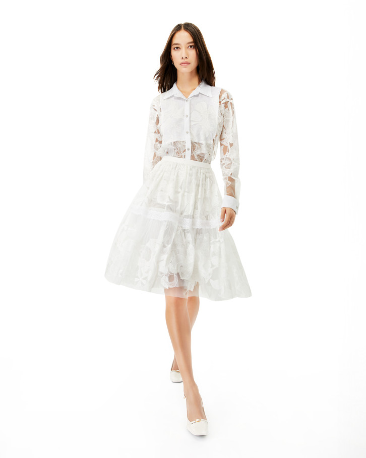 White Chantilly embroidered skirt