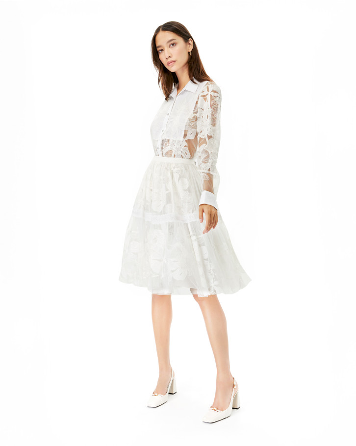 White Chantilly embroidered skirt