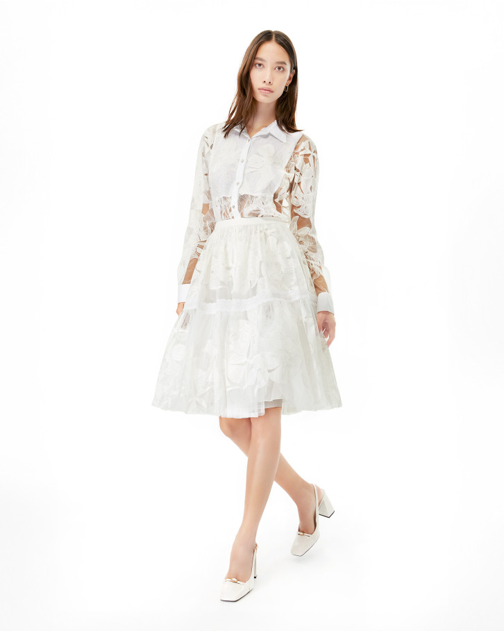 White Chantilly embroidered skirt