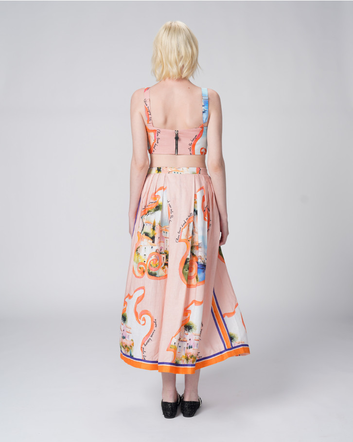 Coral Horizons Crop Top Co-ord Set