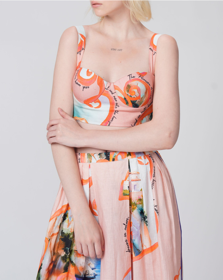 Coral Horizons Crop Top Co-ord Set