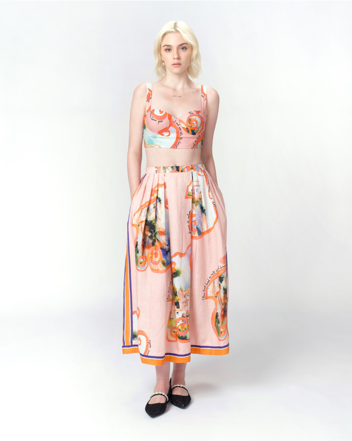 Coral Horizons Crop Top Co-ord Set