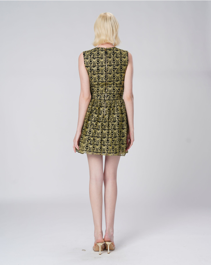 Golden on Black Embroidered Dress