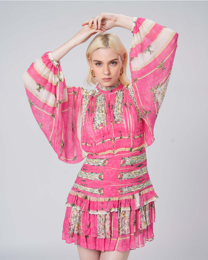 Pink Odyssey Short Gathered Dress