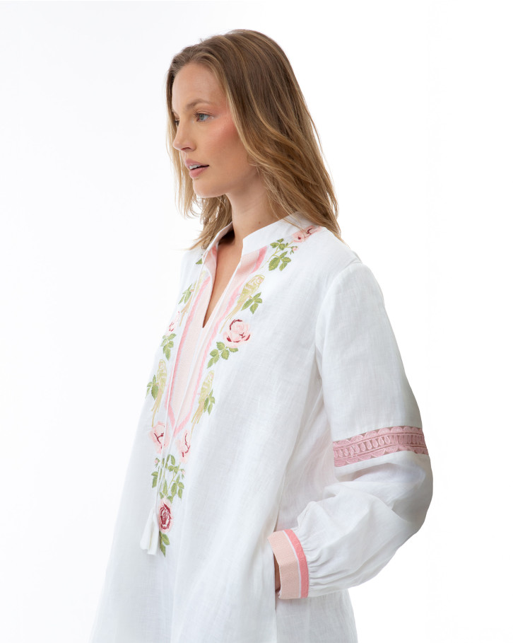 White with Floral Embroidery Short Dress