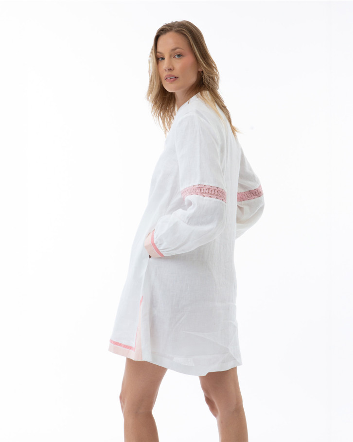 White with Floral Embroidery Short Dress